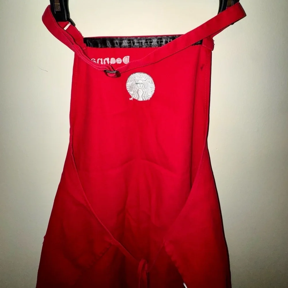Starbucks Red Holiday Christmas Apron w/ name 